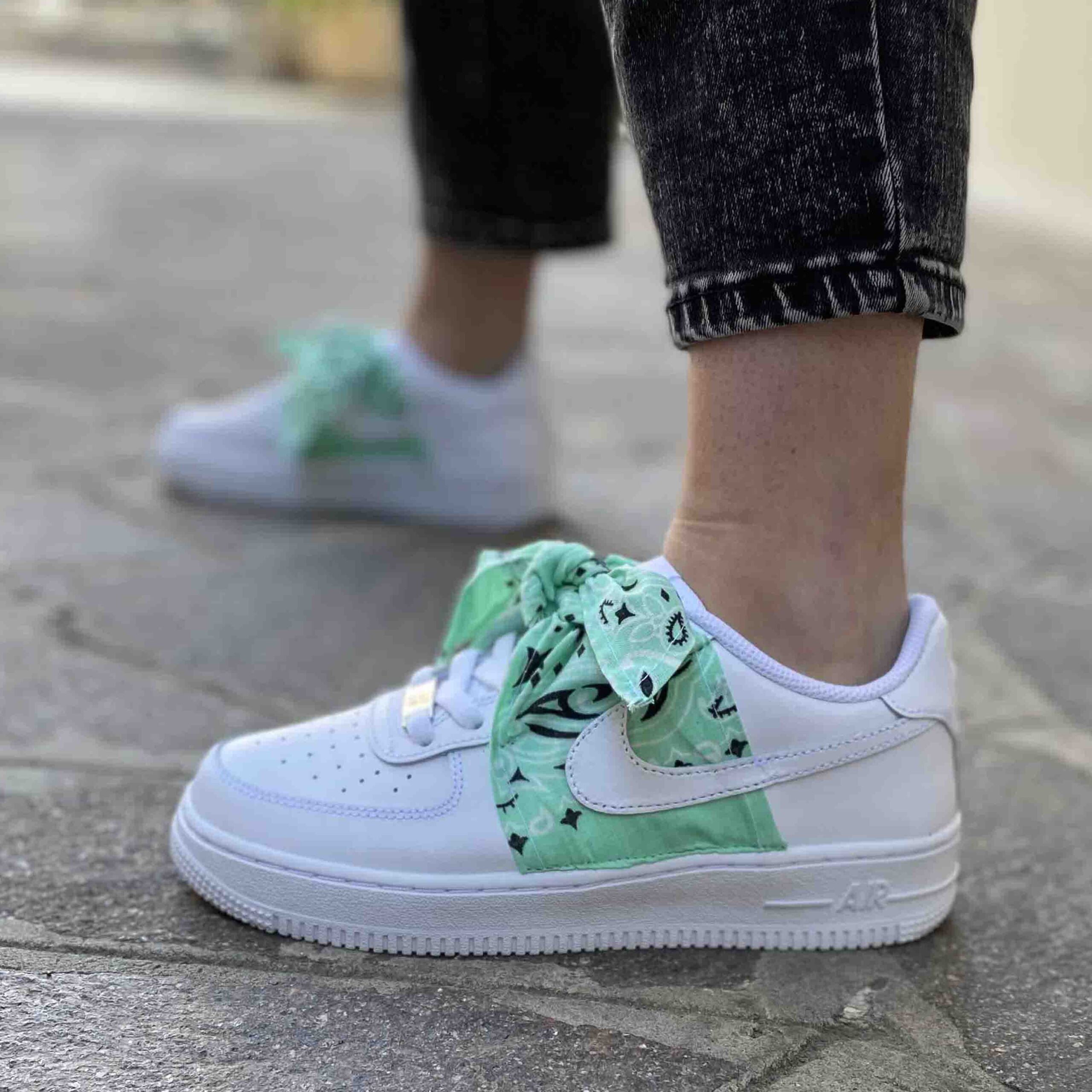 Nike Air Force One Custom Bandana Acqua Marina Con Fiocco