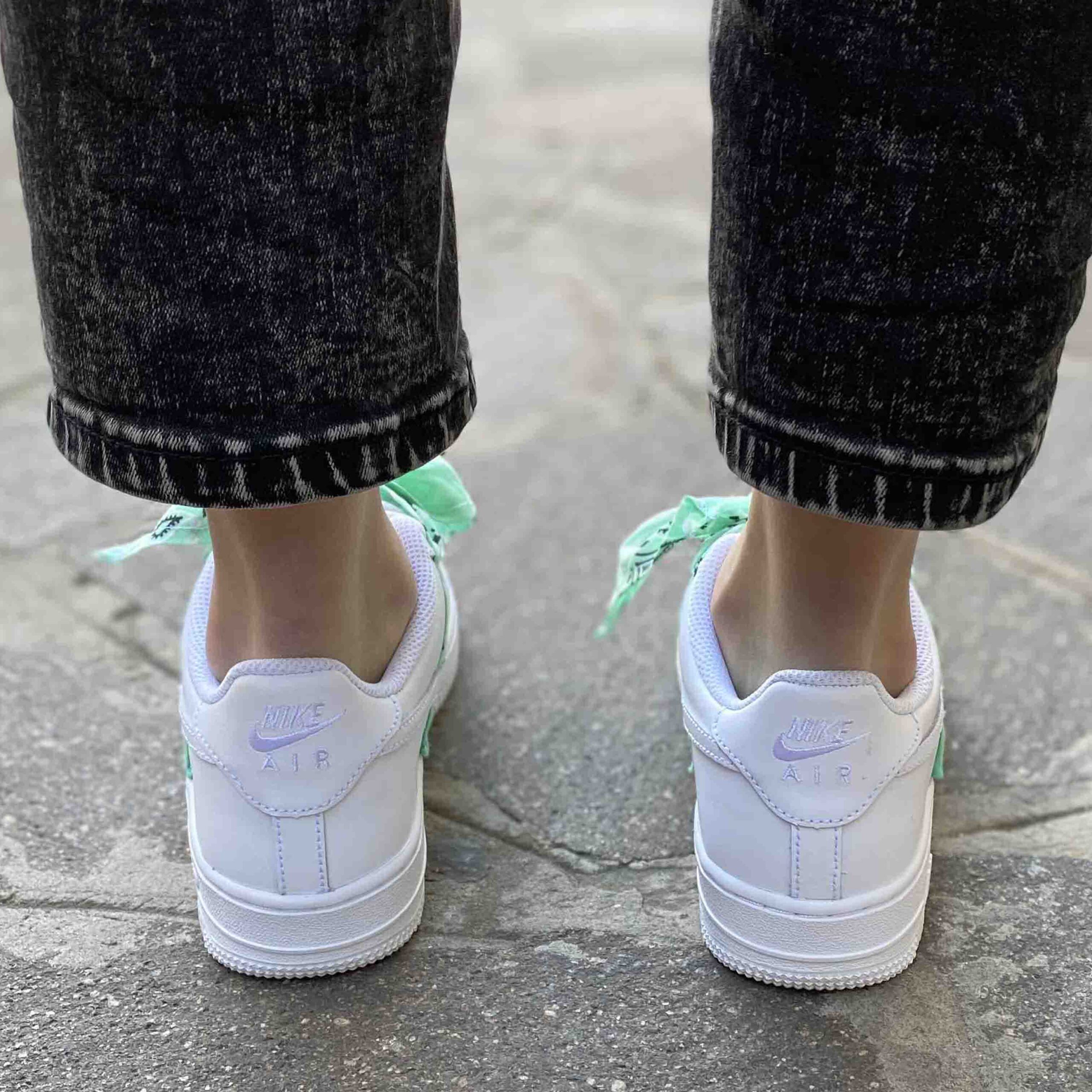Nike Air Force One Custom Bandana Acqua Marina Con Fiocco