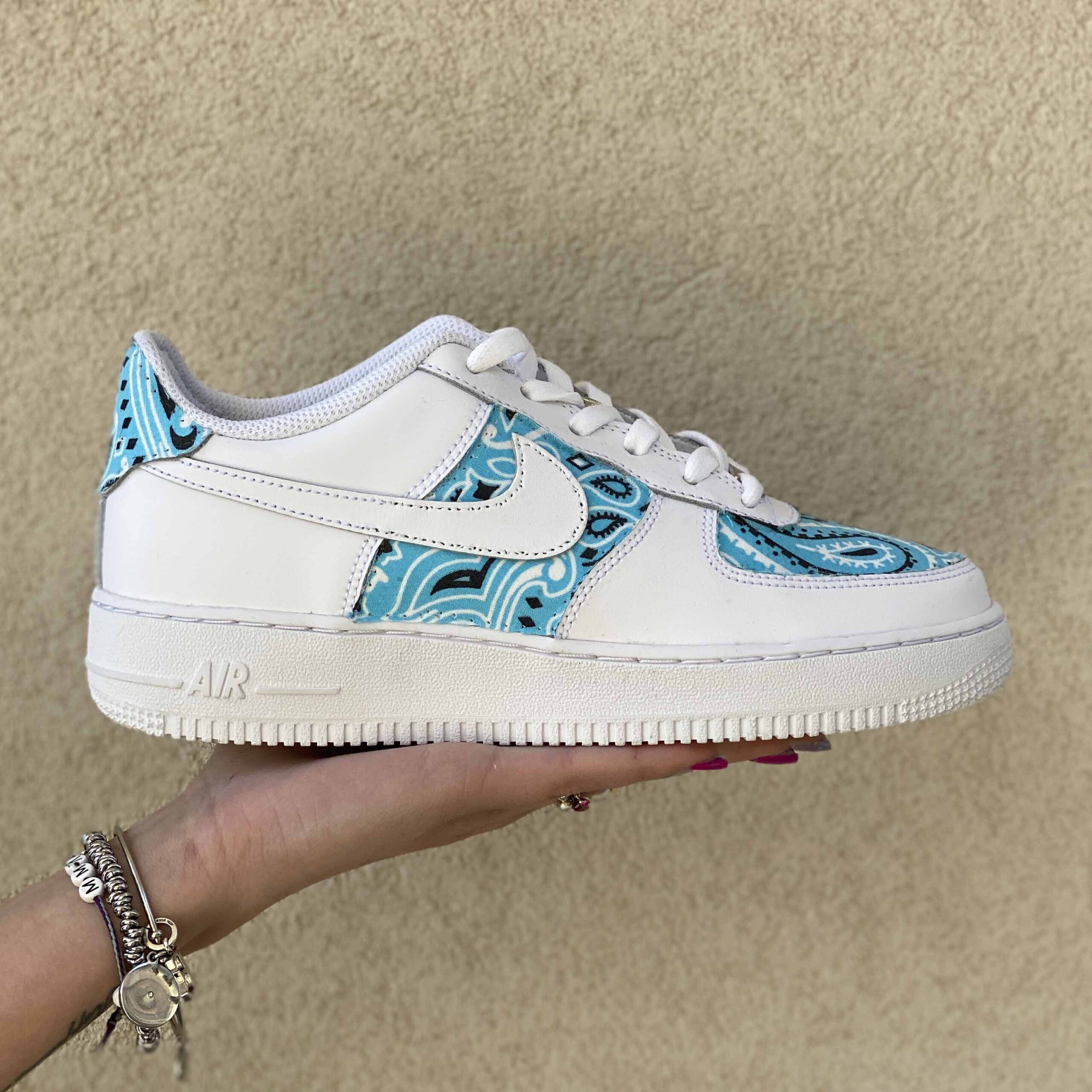 Nike Air Force One Custom Bandana Azzurra