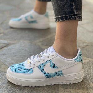 Nike Air Force One Custom Bandana Azzurra