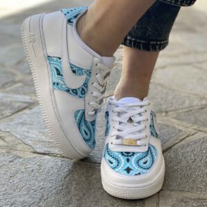Nike Air Force One Custom Bandana Azzurra