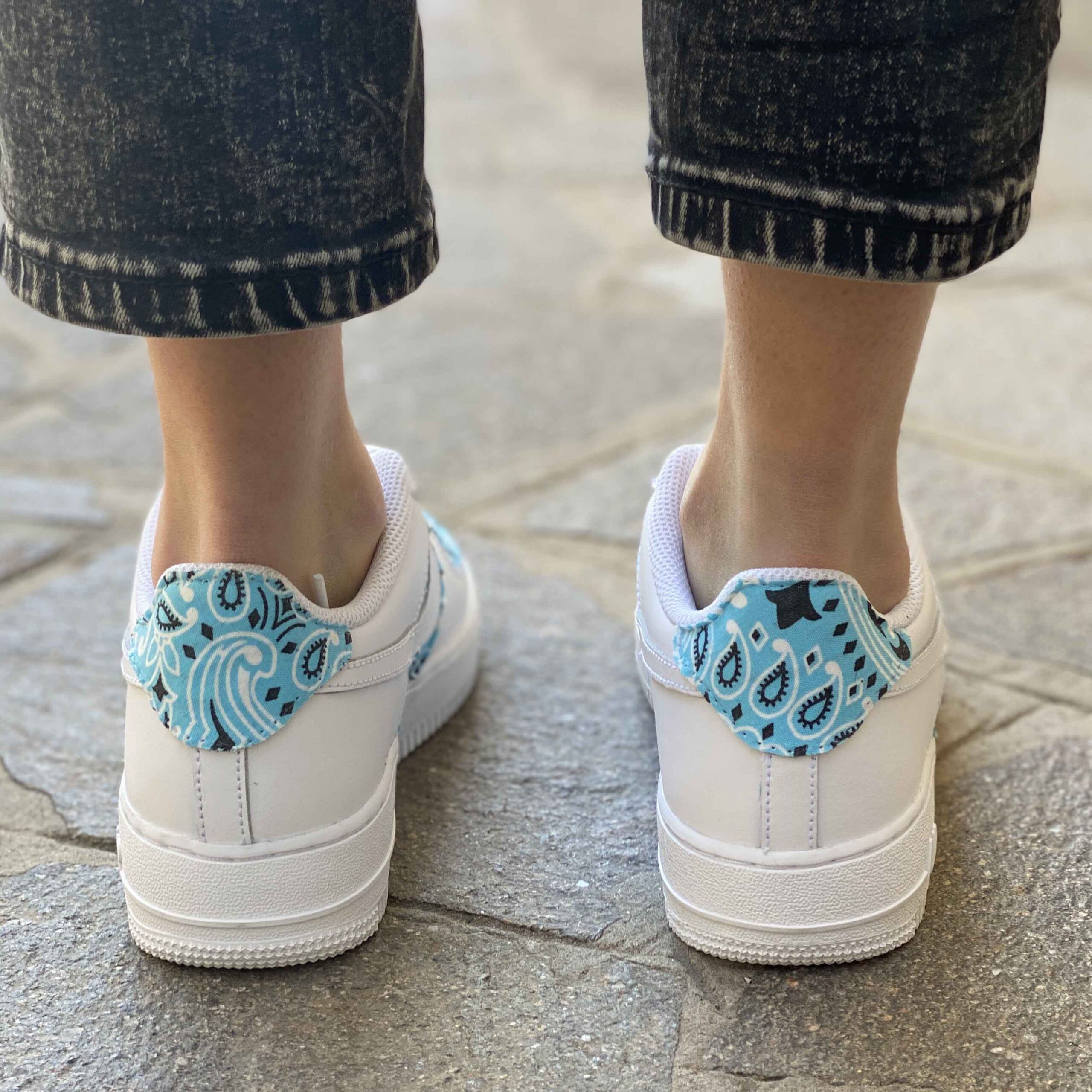 Nike Air Force One Custom Bandana Azzurra