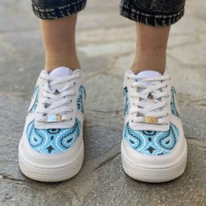 Nike Air Force One Custom Bandana Azzurra