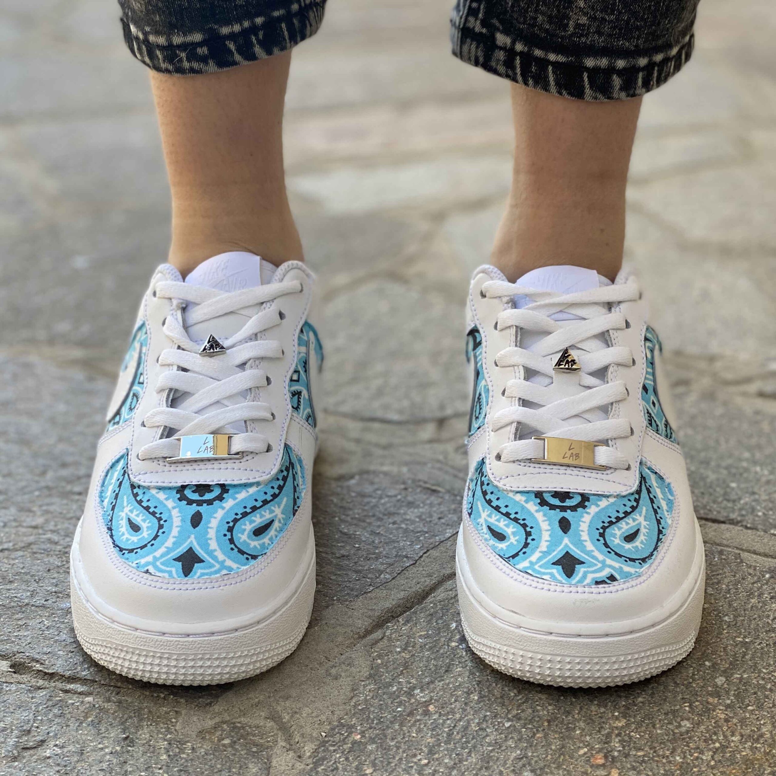 Nike Air Force One Custom Bandana Azzurra