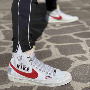 Nike Blazer Customized Dipinte a Mano Swoosh Rosso e Tags - Vol. 2