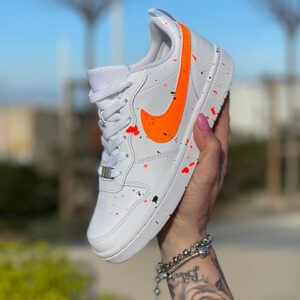 Nike Court Vision Custom Dipinte a Mano Swoosh Arancio Fluo