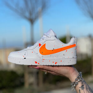 Nike Court Vision Custom Dipinte a Mano Swoosh Arancio Fluo