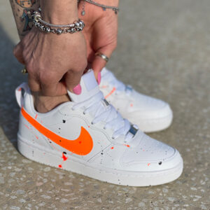Nike Court Vision Custom Dipinte a Mano Swoosh Arancio Fluo