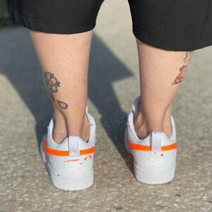 Nike Court Vision Custom Dipinte a Mano Swoosh Arancio Fluo