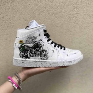 Nike Jordan 1 Custom Swoosh Effetto Goccia e Cartoon Nero - Motorbike