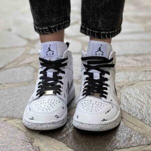 Nike Jordan 1 Custom Swoosh Effetto Goccia e Cartoon Nero - Motorbike