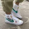 Nike Blazer Customized Dipinte a Mano Swoosh Verde e Tags