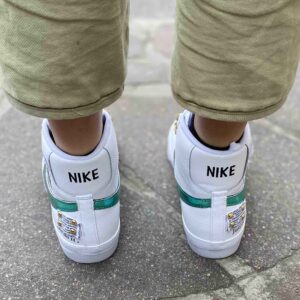 Nike Blazer Customized Dipinte a Mano Swoosh Verde e Tags