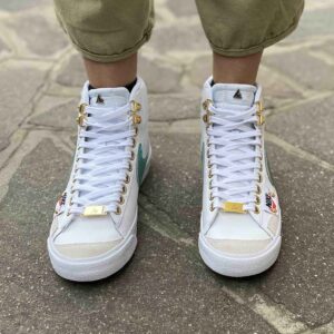 Nike Blazer Customized Dipinte a Mano Swoosh Verde e Tags
