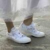 Converse All Star Personalizzate Sposa Low Borchie, Strass e Lacci Raso