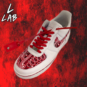 Nike Air Force One Custom Bandana e Tag Rosso