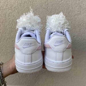 Nike Air Force One Custom Kids Swoosh Glitter Rosa e Pon Pon Raso