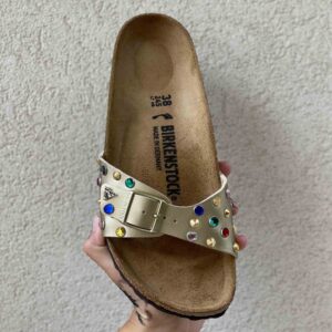 Birkenstock Madrid Personalizzate Base Oro, Borchie Multicolor