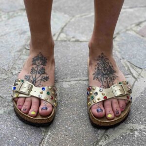Birkenstock Madrid Personalizzate Base Oro, Borchie Multicolor