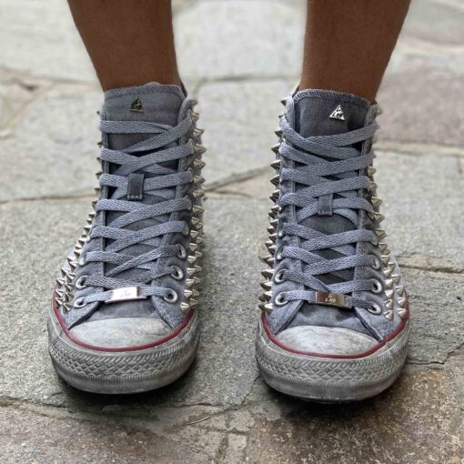 Converse All Star Personalizzate Grigio con Borchie - Vintage Edition Vol 2