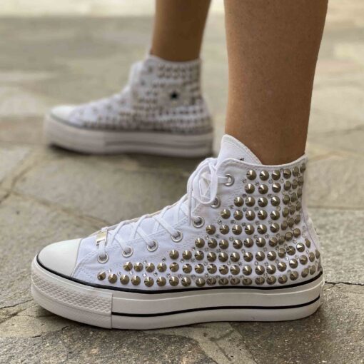 Converse All Star Personalizzate Platform Total Borchie e Strass