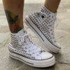 Converse All Star Personalizzate Platform Total Borchie e Strass
