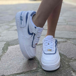 Nike Air Force 1 Shadow Custom Doppio Swoosh Azzurro e Rosso Cucito A Mano