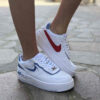 Nike Air Force 1 Shadow Custom Doppio Swoosh Azzurro e Rosso Cucito A Mano