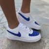Nike Air Force One Custom Doppio Swoosh Glitter Bianco e Azzurro
