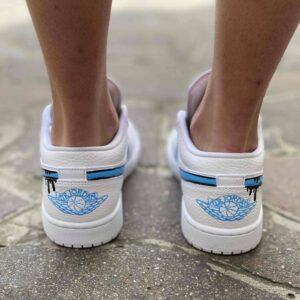 Nike Jordan 1 Custom Low Dipinta a Mano Gocce Cadenti Azzurro e Nero
