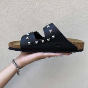 Birkenstock Arizona Personalizzate Base Nera Borchie Quadrate