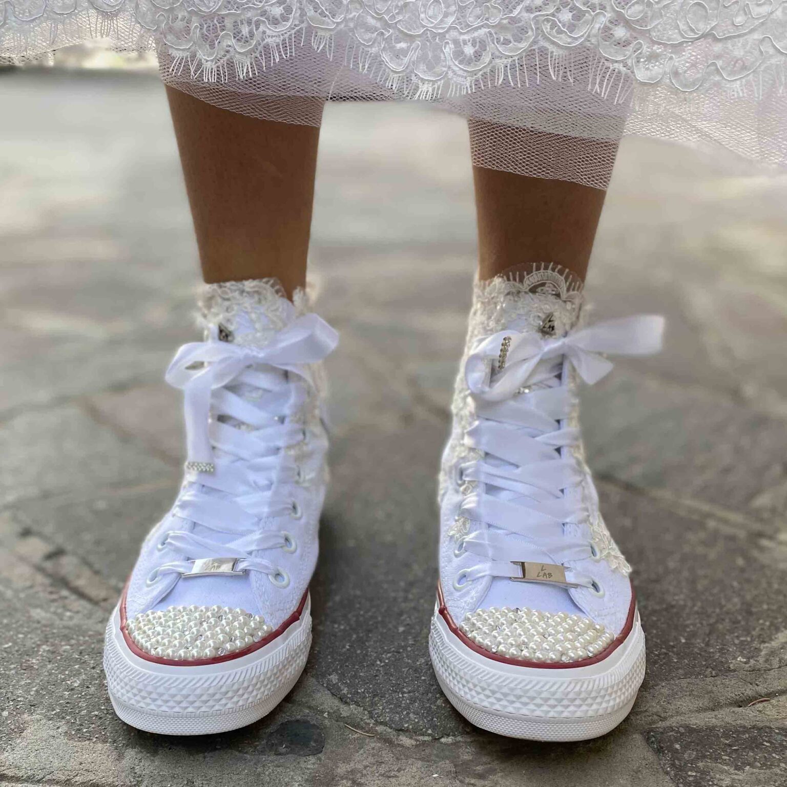 Su.cheny Bianco Avorio Pizzo Perla Strass Basse Zeppa Scarpe Da Sposa 5-13 - Foto 11