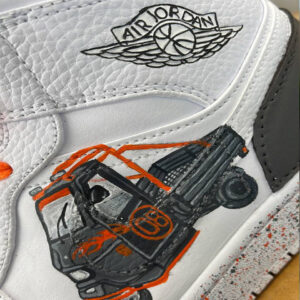 Nike Jordan 1 Custom Dipinte a Mano Ape Cross lacci Arancio Fluo