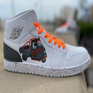 Nike Jordan 1 Custom Dipinte a Mano Ape Cross lacci Arancio Fluo