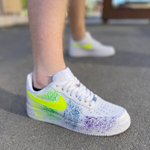 Nike Air Force One Custom Splash Swoosh Giallo Fluo