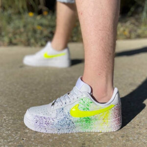 Nike Air Force One Custom Splash Swoosh Giallo Fluo
