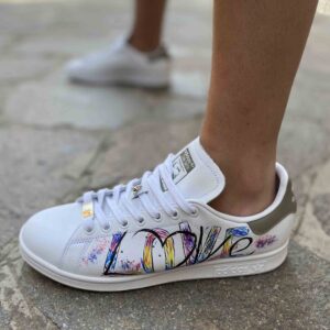 Adidas Stan Smith Personalizzate Dipinte A Mano Love