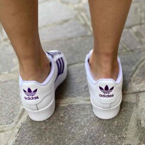 Adidas Superstar Bold Personalizzate Glitter Viola e Lacci Strass