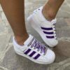 Adidas Superstar Bold Personalizzate Glitter Viola e Lacci Strass