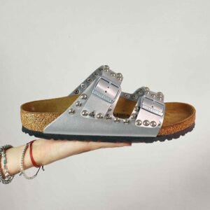Birkenstock Arizona Personalizzate Base Argento Borchie Argento