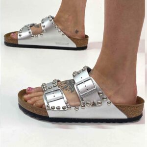Birkenstock Arizona Personalizzate Base Argento Borchie Argento