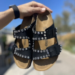 Birkenstock Arizona Personalizzate Base Nera Strass