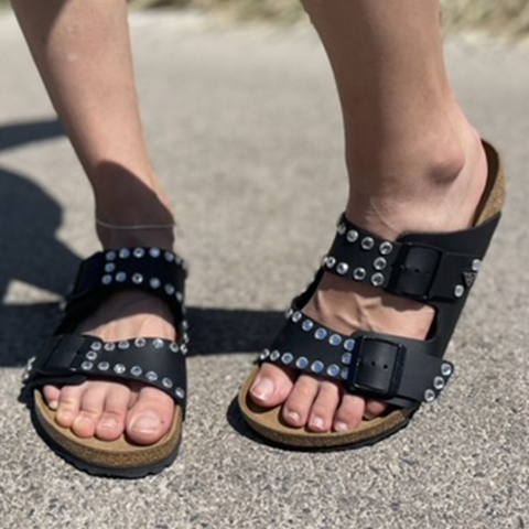 Birkenstock Arizona Personalizzate Base Nera Strass