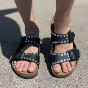 Birkenstock Arizona Personalizzate Base Nera Strass