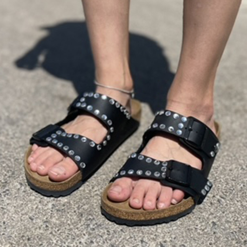 Birkenstock Arizona Personalizzate Base Nera Strass