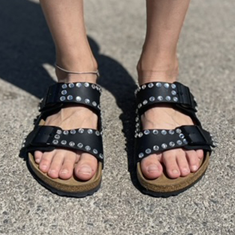 Birkenstock Arizona Personalizzate Base Nera Strass