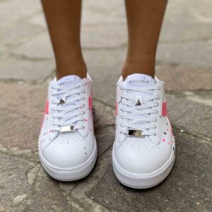 Diadora Personalizzate Game Step Logo Glitter Fucsia e sporcatura Argento e Rosa