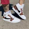 Nike Jordan 1 Custom Cucita e Dipinta a Mano Color Terra Swoosh Rovesciato Squamato