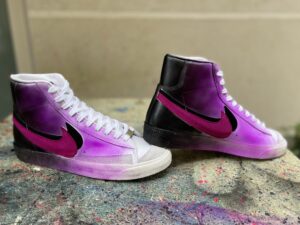 Nike Blazer Customized Vernice e Doppio Swoosh Nero e Viola