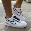Nike Air Force 1 Shadow Custom Dettagli Cuciti A Mano e Borchie Nere